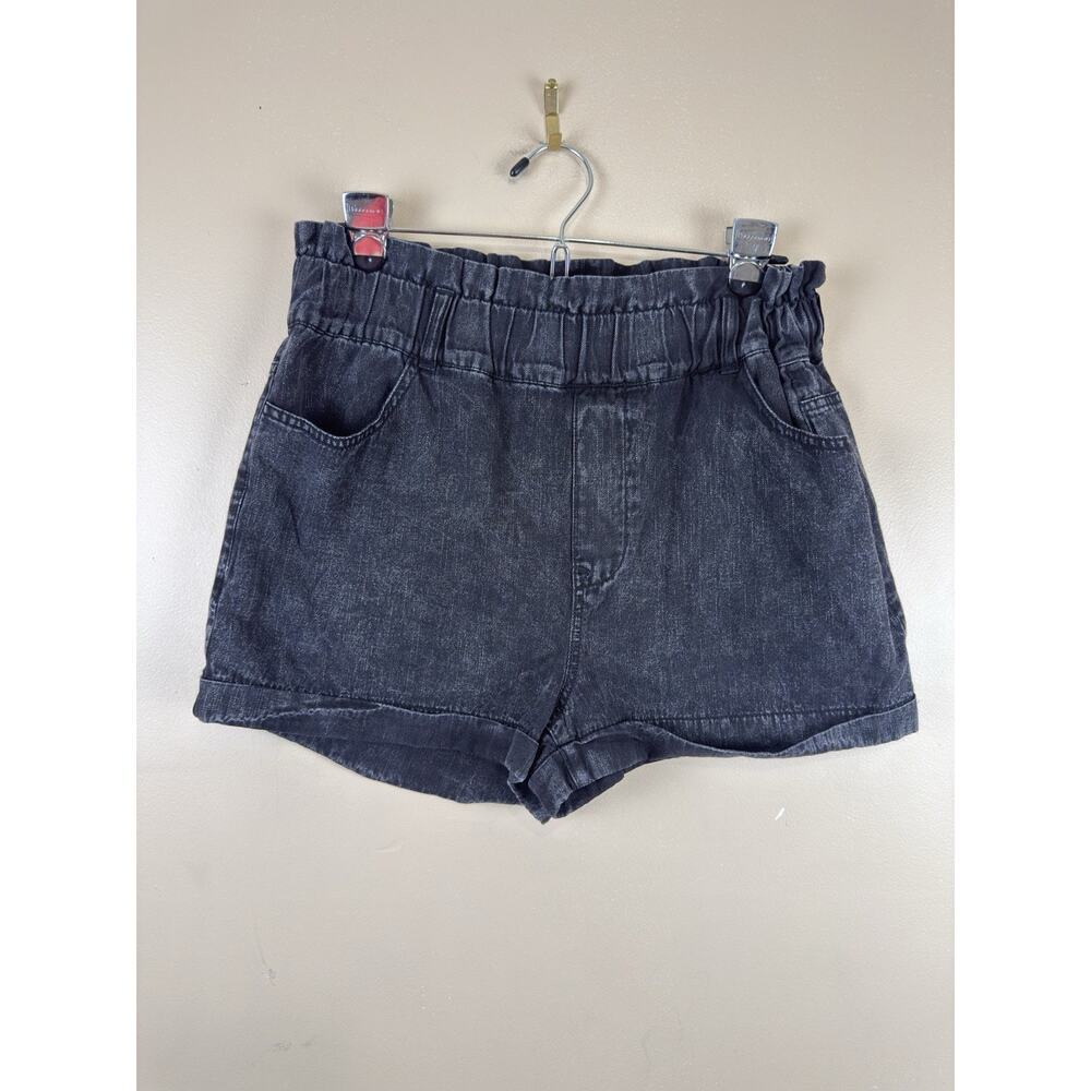Tgla Women’s Denim Shorts Acid Wash High Rise Paperbag Elastic Waist Size M
